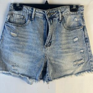 Distressed Light Blue Denim Shorts Mustard seed brand